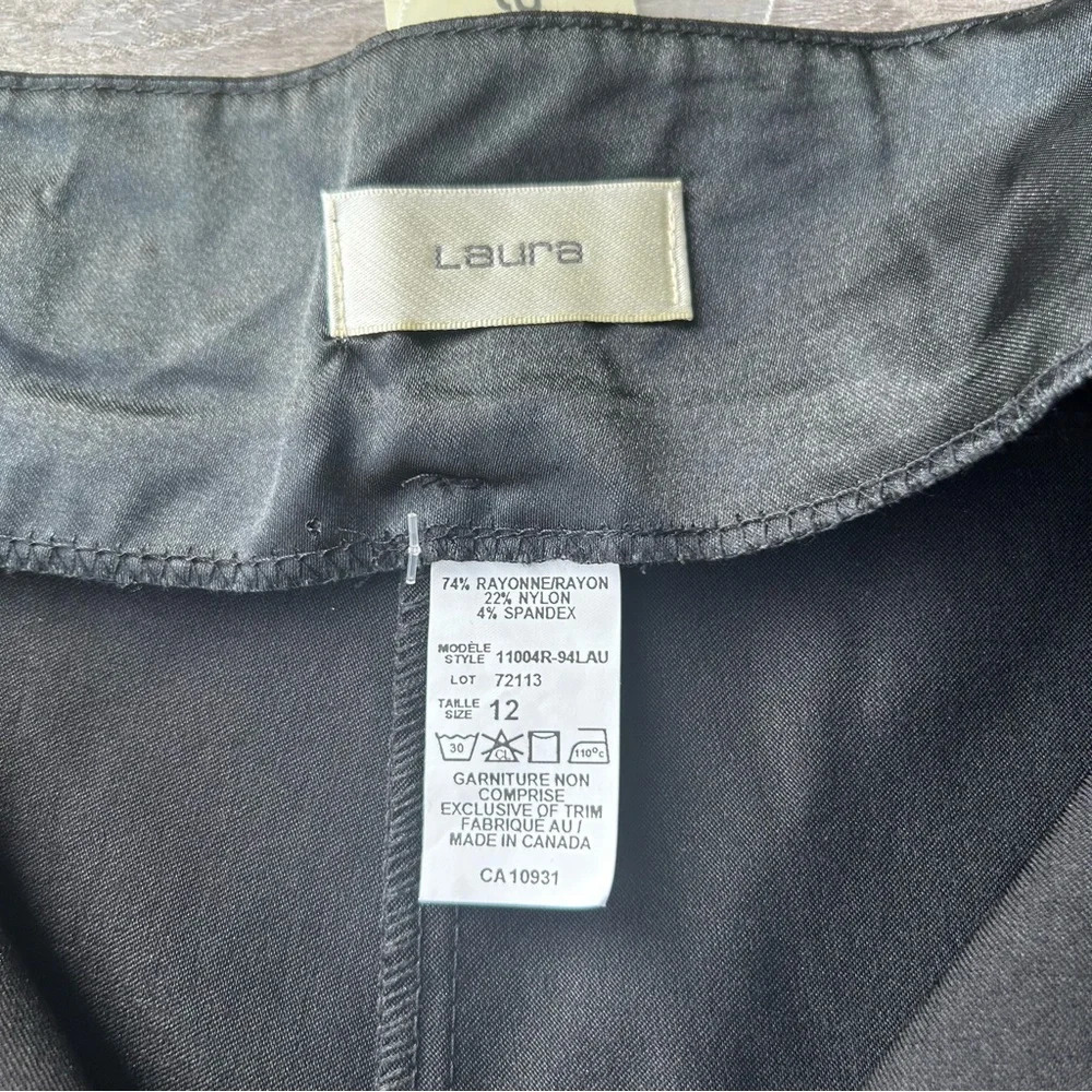 NWT Laura Black Stretch Sequins Accents Wide Leg Pants with Slits Made in Canada - Picture 8 of 13